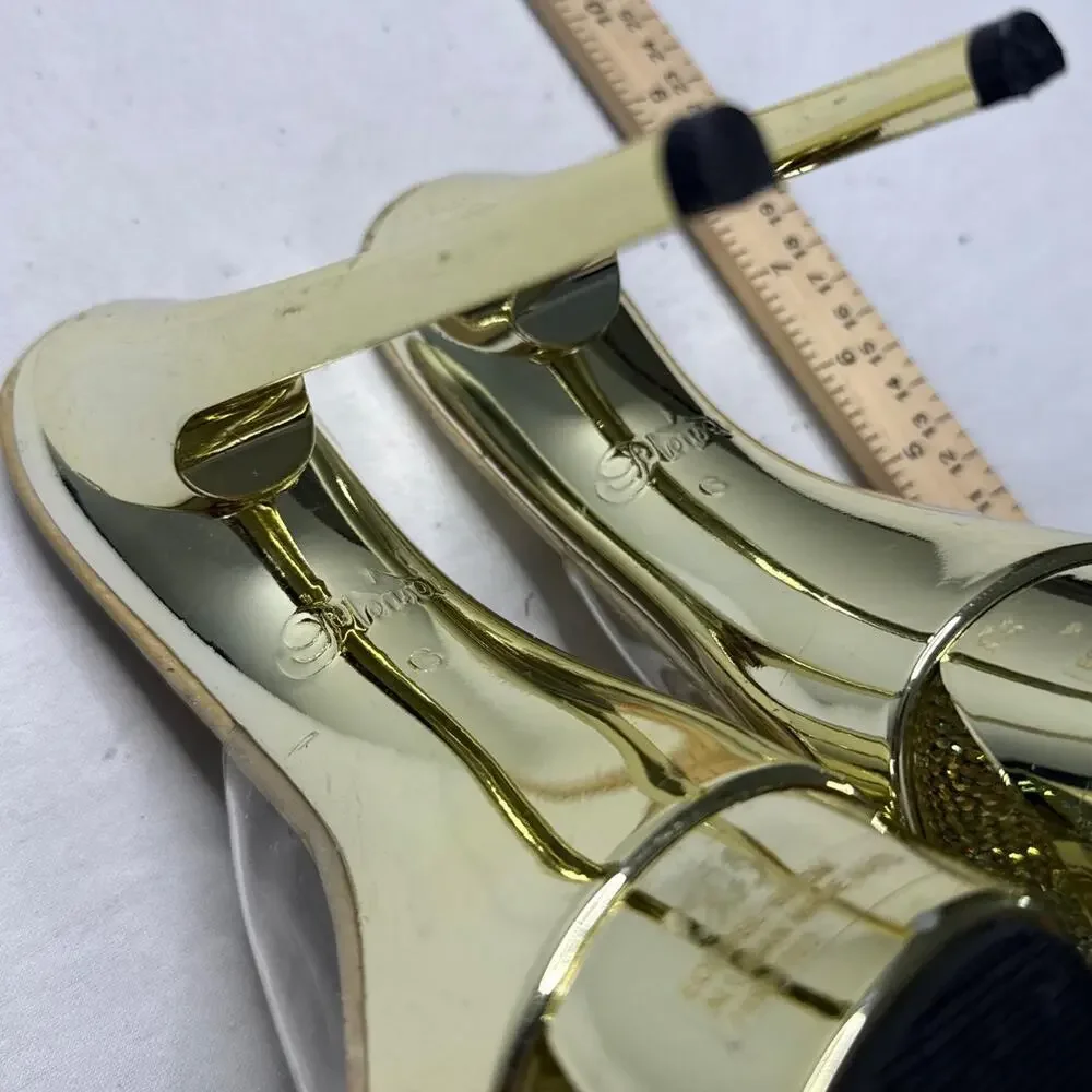 Pleaser vintage y2k Gold platform heels clear plastic straps club heels size 6